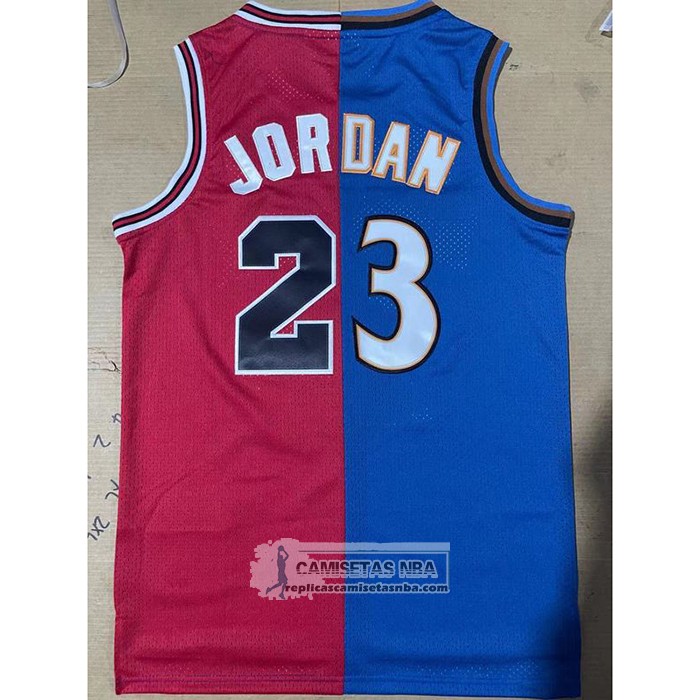 Camiseta Chicago Bulls Washington Wizards Michael Jordan NO 23 Split Azul Rojo
